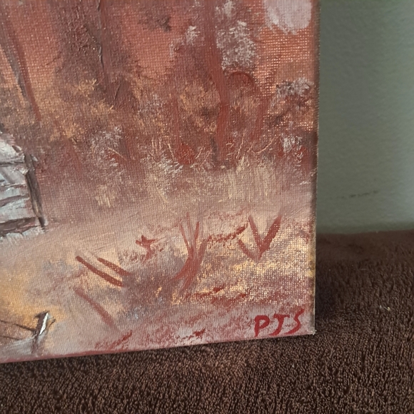 Bob Ross Inspired Hand Painted Canvas Oil Paint Landscape Woods - Picture 2 of 6